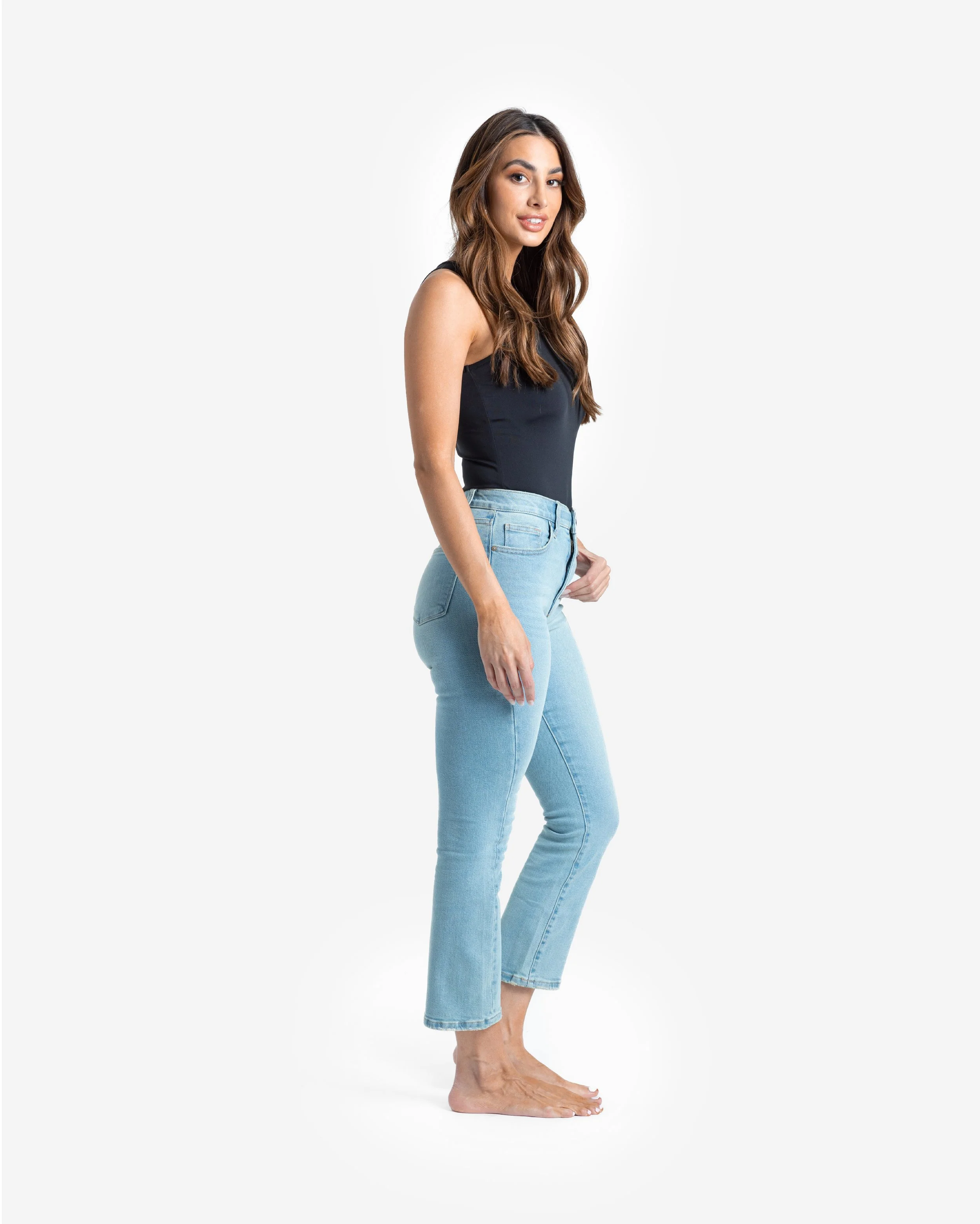 Denim Cropped Kick Flare - Image 3