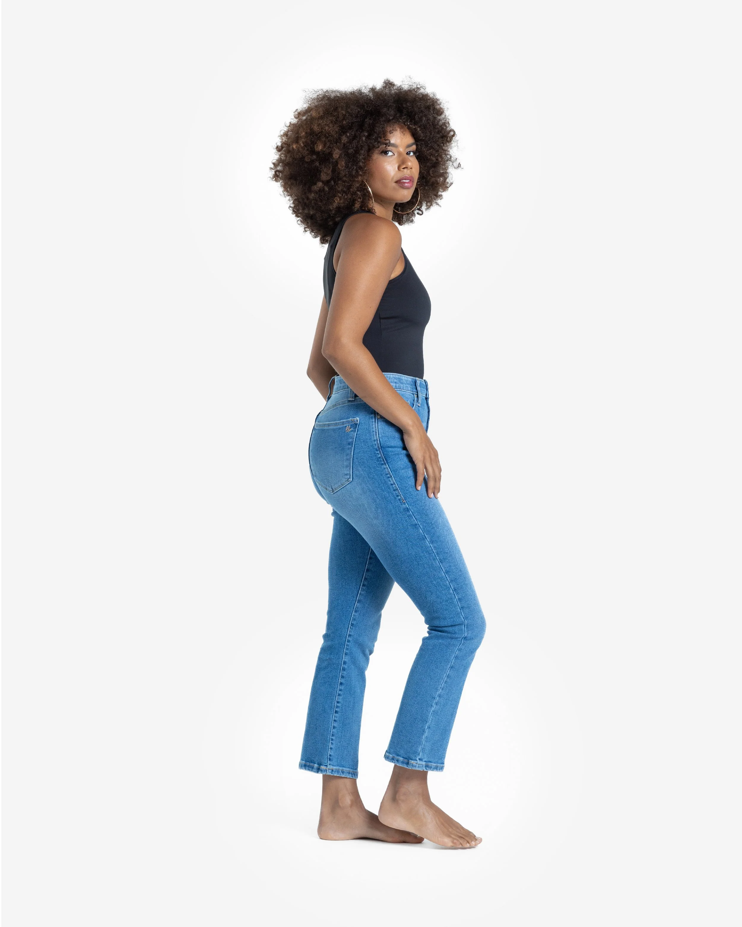 Denim Cropped Kick Flare - Image 6
