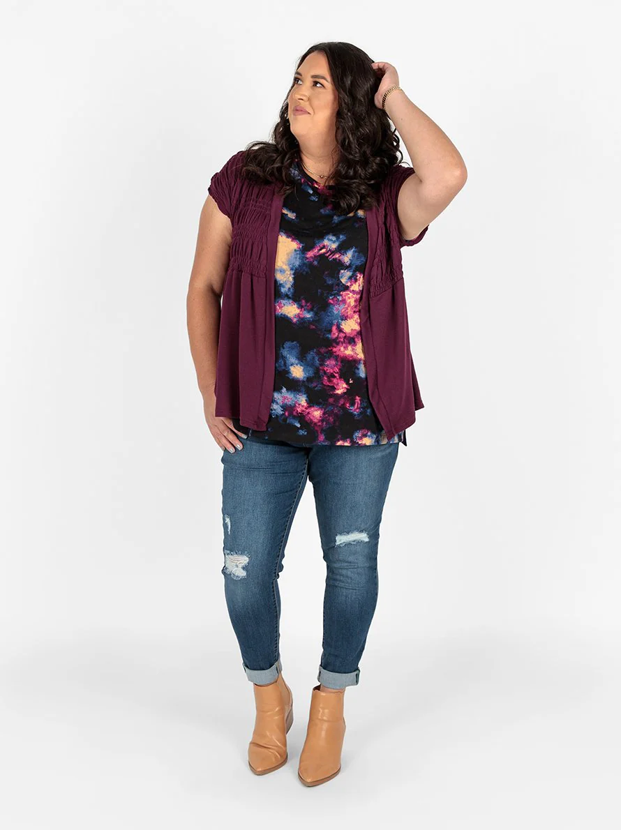 Kaylin Short Sleeve Smocked Cardigan - Image 5