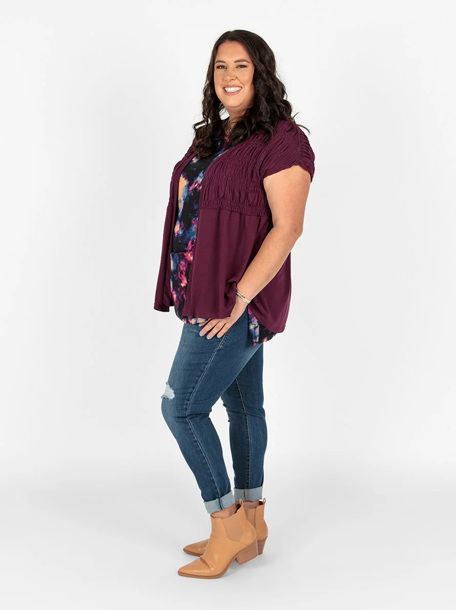 Kaylin Short Sleeve Smocked Cardigan - Image 6