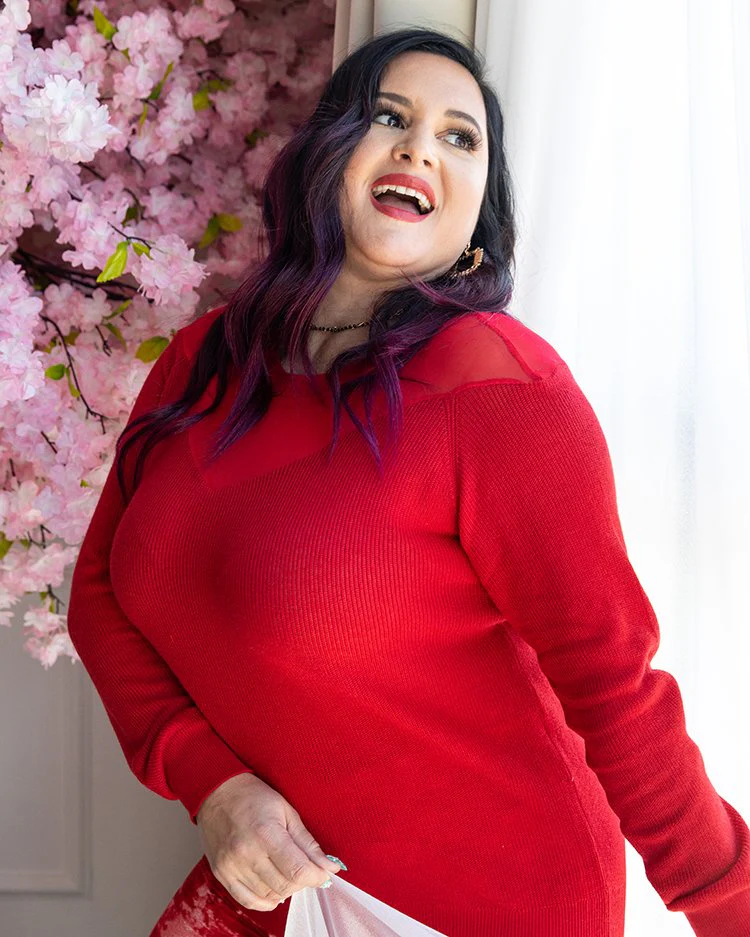 Love Ya Valentine's Lizzy Long Sleeve Mesh Sweater - Image 4