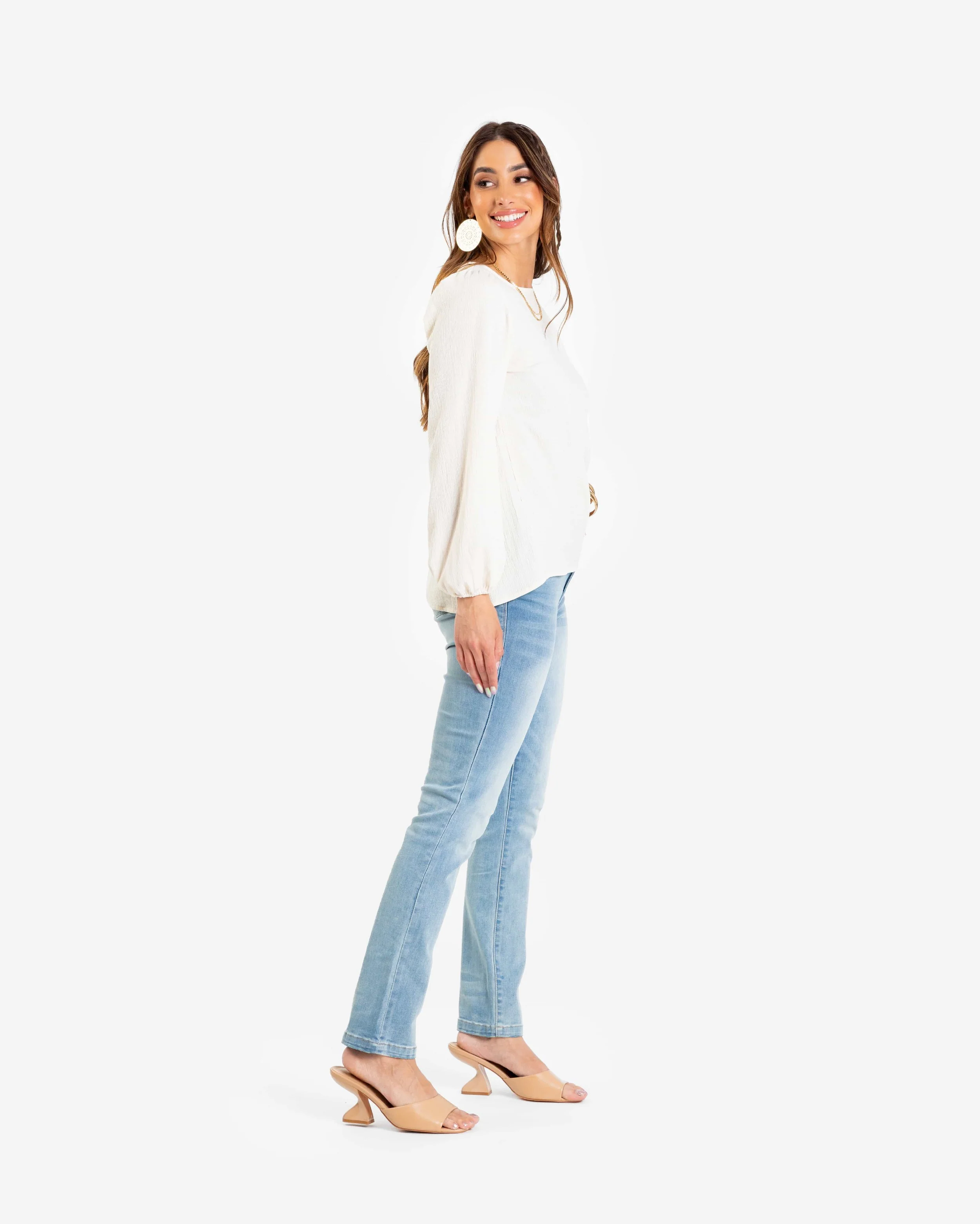 Vivian Button Back Long Sleeve Blouse - Image 3